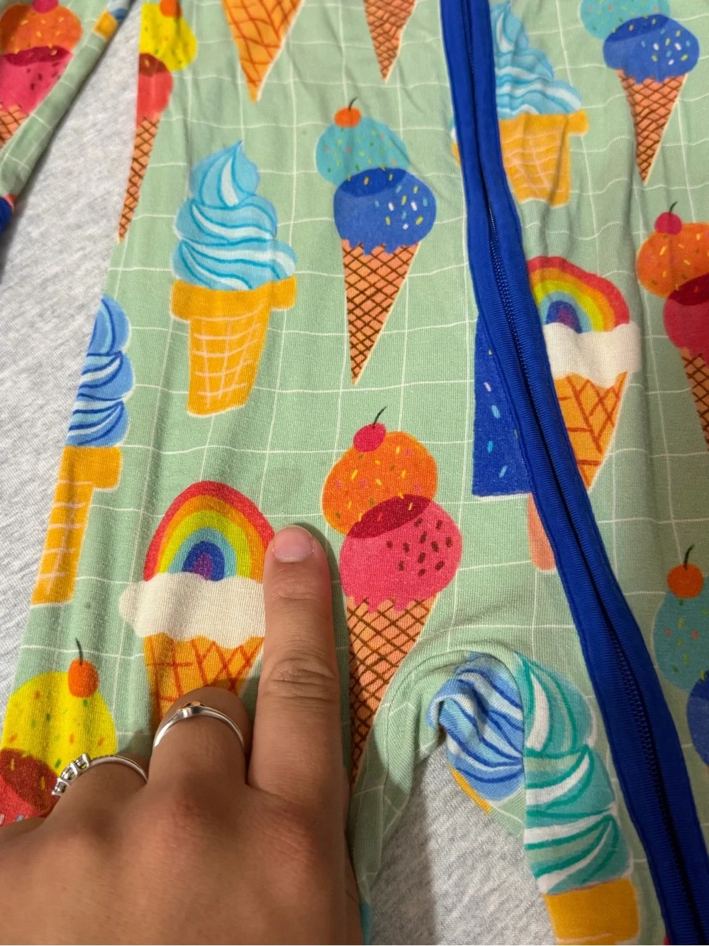 Little Sleepies Mint Ice Cream & Rainbow Footie with Blue Trim